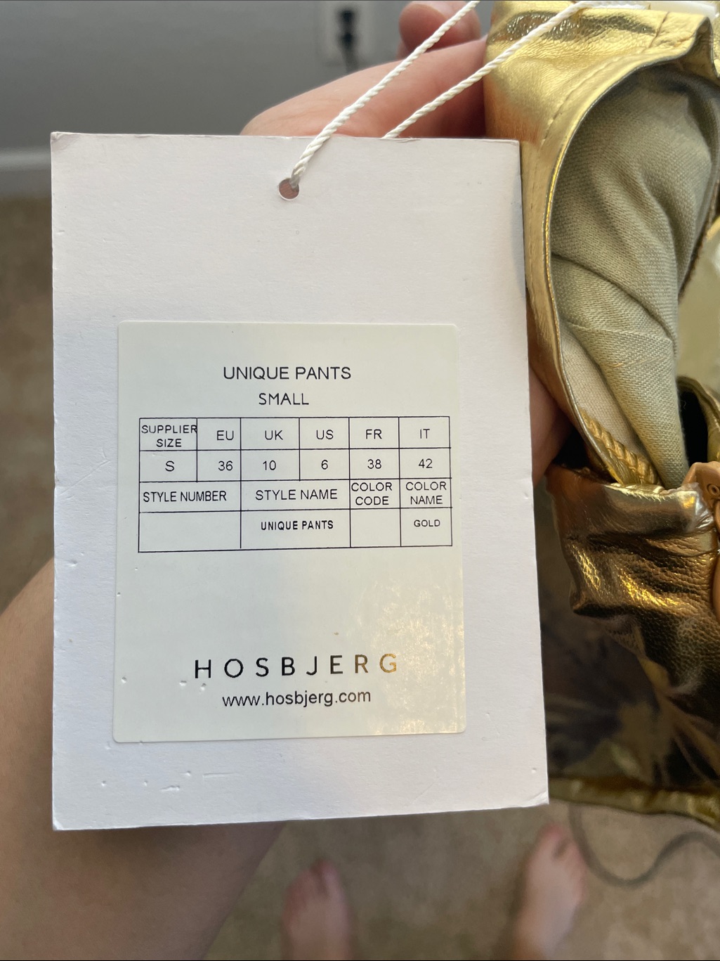 New Hosbjerg Metallic Gold Unique Straight Leg Pants Size Small Disco Fashion — image 8 of 8